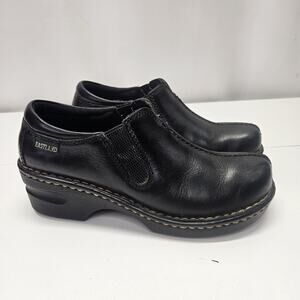 Vtg 90s Eastland Shoe Womens 7 M Black Leather Clog 3172 Wedge Clog Slip-Ons